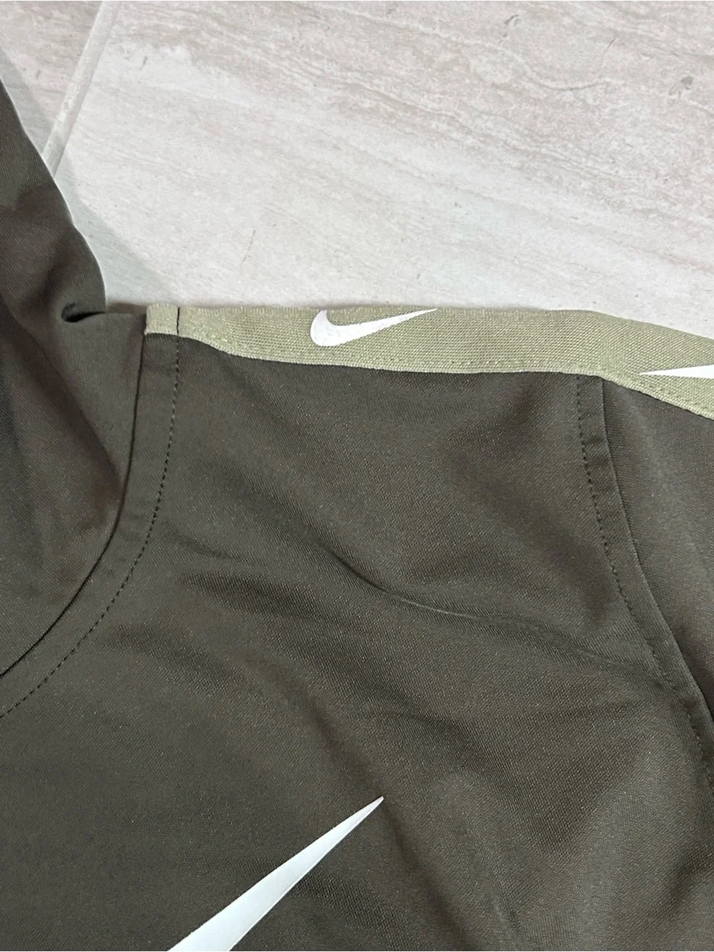 Nike Military Green Hooded Performance Pullover with White Swoosh